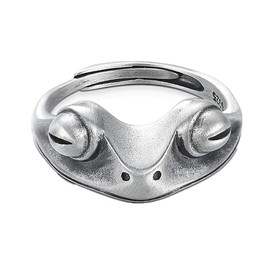 LOVECOM Real 925 Sterling Silver Frog Open Rings for Women Men Couples Vintage Cute Animal Finger Ring Silver Fashion Party Jewelry Mother's Day Birthday Graduation Gifts for Mom Daughter