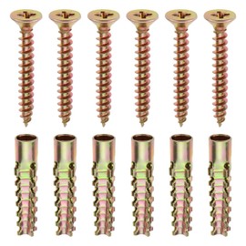 OTOTEC 50pcs Steel Wall Anchor with Screws 6x32mm Drywall Fixings Anchor 5x40mm Screws for Concrete Wall Hollow Wall Wooden Wall Zinc Color