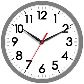 AKCISOT Wall Clock 8 Inch Silent Non-Ticking Modern Clocks Battery Operated - Analog Small Classic for Office, Home, Bathroom, Kitchen, Bedroom, School(Gray)