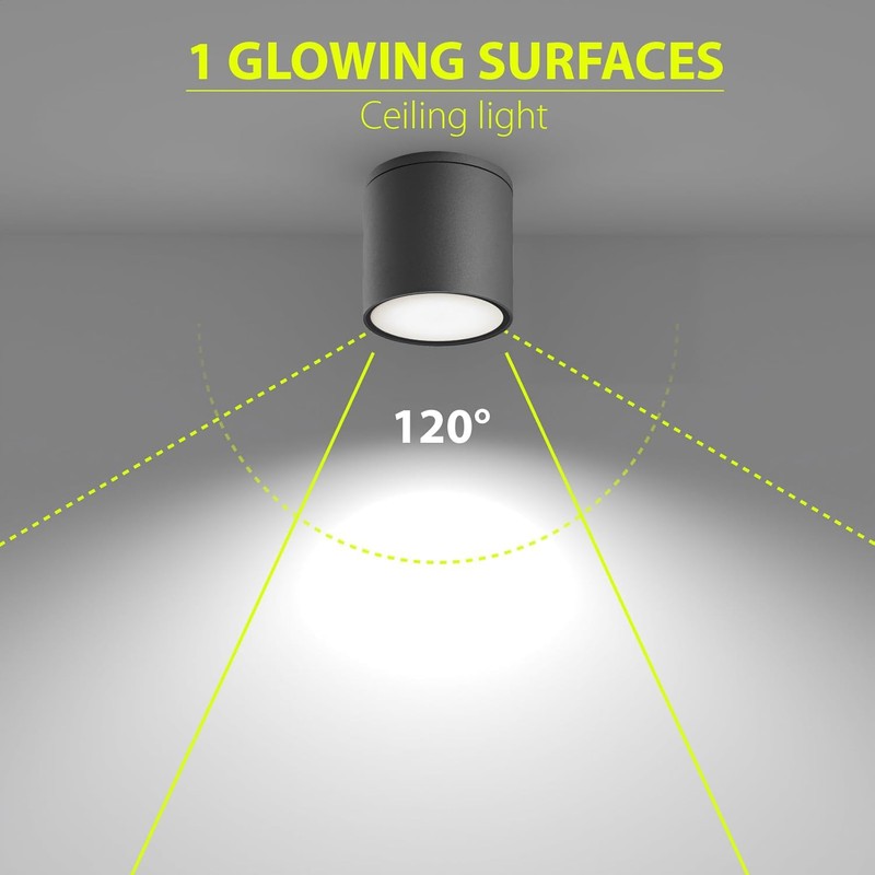 EBION Surface-Mounted Spotlight, GU10, IP65 Waterproof, Surface-Mounted Light, Anthracite, Max