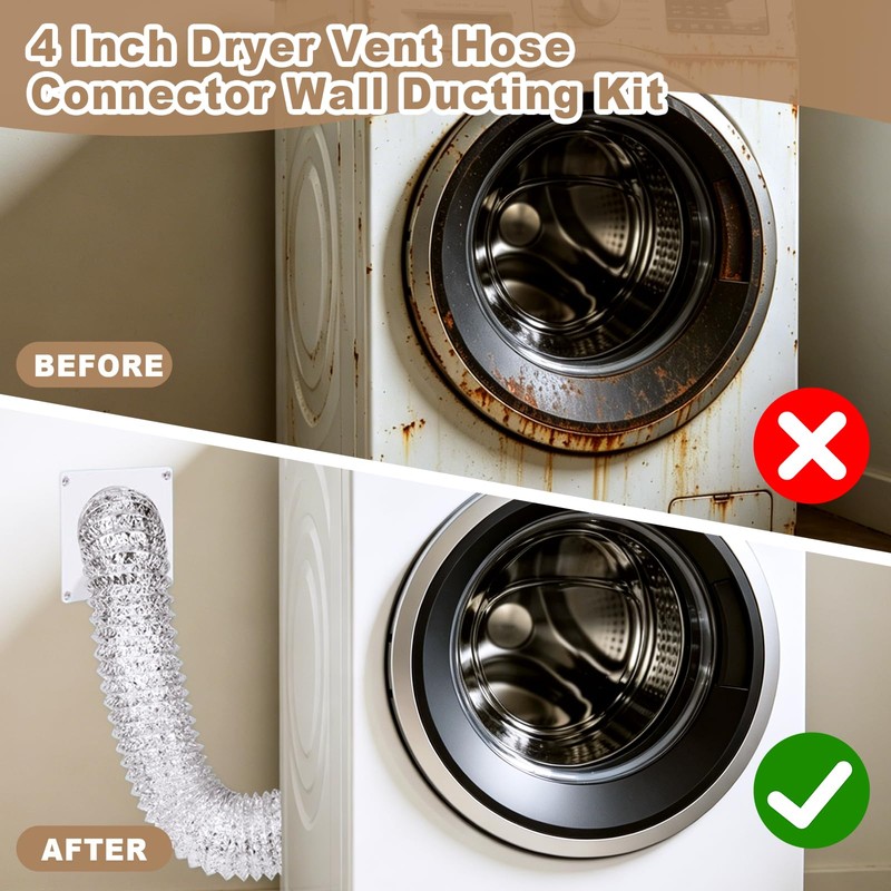Dryer Vent Kit Through Wall with Hose/Duct Connector/Wall Plate, 4