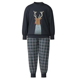 CALIDA Family & Friends Children's Cuffed Pyjamas, Made from 100% Organic Cotton, with Soft Ribbed Cuffs at the Cuffs, Dark Sapphire