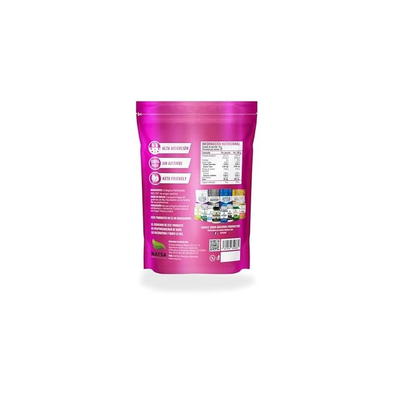 NATSA Colágeno Hidrolizado 500 Gr, 50 Porciones