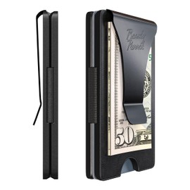 Rowdy Parrot ElasTech™ Tactical Wallets for Men - RFID Blocking - CNC Machined - Top Grain Leather and Aerospace Grade Aluminum - Slim Minimalist Money Clip Wallet - Gift Box Included - USA Owned