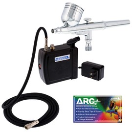 Multi-purpose Airbrush Kit with Mini Compressor, Dual-action Gravity Feed Airbrush and Air Hose