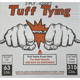 SGT KNOTS Tuff Tying Twine - Polypropylene, UV, Moisture and Chemical Protection Twine for Commercial Bundling, Packaging (2 ply - 4200ft, White)