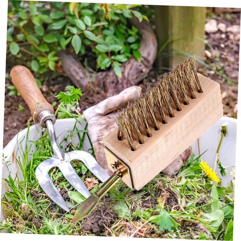 TEHAUX Steel Wire Brush Grass Removal Tool Durable Scrub Brush