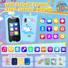 Ashfly Kids Phone Toys for Girls, Unicorns Christmas Birthday Gifts for 3 4 5 6 7 8 Year Old Girls,2.4 Inch Touchscreen Kids Smart Phone with Dual Camera Music Player Puzzle Games SD Card
