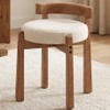 HNY Modern Linen Ottoman- Low-Back Makeup Seat & Lounge Footrest