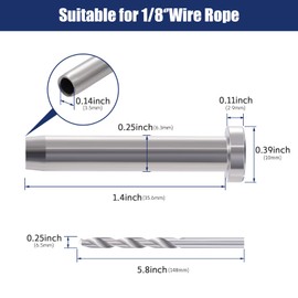 RiaYer 10 Pack Stemball Swage Dead End Invisible Cable Railing Kit Terminal for 1/8" Deck Cable Railing，T316 Stainless Steel Stair Deck Hardware for Wood/Metal Posts HF024S