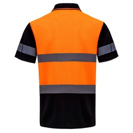 WORK IDEA Polo Shirt for Men High Visibility Reflective Work Shirt with Pockets for Construction,Orange,XXXXL