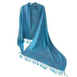 Paisley Jacquard Pashmina Rave Shawl Wraps Scarf for Women, Evening Wedding Festival Accessory with Fringe