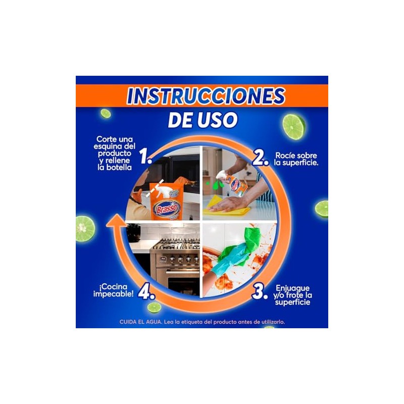 Brasso® desengrasante para cocina repuesto, aroma Limón, 500mL
