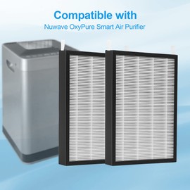 FCFMY 2 Packs Replacement Filter Compatible with Nuwave OxyPure X-Large Area Air Purifier 47001, 47002, 47003, 47004, 47005, and 47006, 2-in-1 H13 True HEPA and Activated Carbon Filter