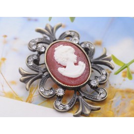 Alilang Vintage Inspired Reproduction Crystal Rhinestone Cameo Maiden Fashion Jewelry Pin Brooch