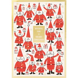 Sanrio JX 4-3 522074 Christmas Greeting Card, Message Card, Woodblock Print Santa