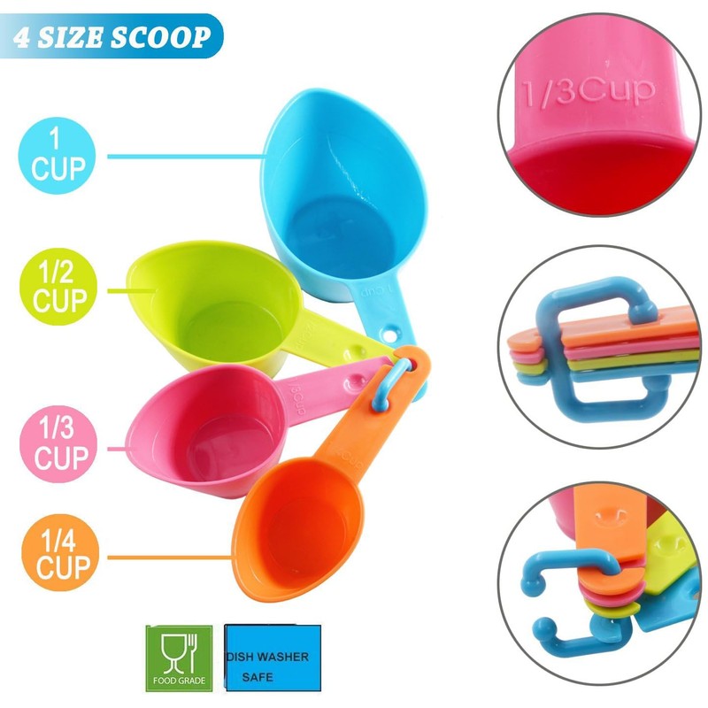 HINMAY Pet Food Scoops Plastic Measuring Cups Set for Dog