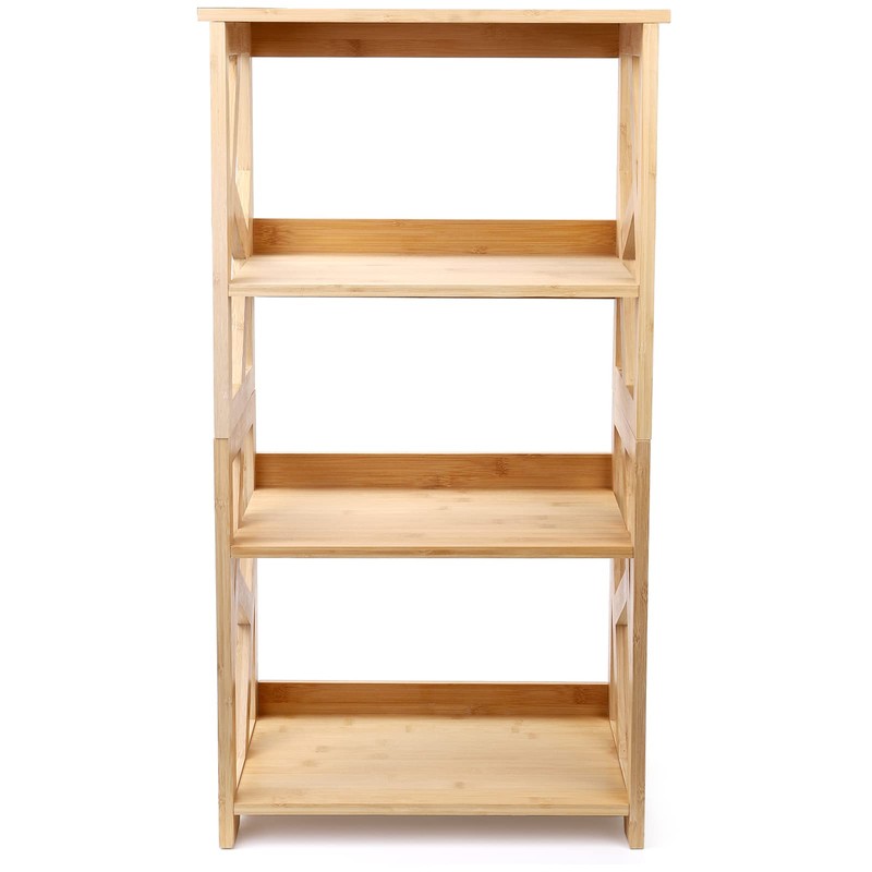 Hedume Bookcase, 3-Tier Open Shelf Bookcase, Small Bamboo Bookshelf, Bamboo