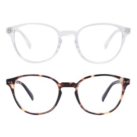 SKYWAY Blue Light Glasses for Women Men, Blue Light Blocking Glasses, Fashion Retro Round Computer Gaming Glasses Anti Fatigue & Eyestrain (Tortoise+Clear)