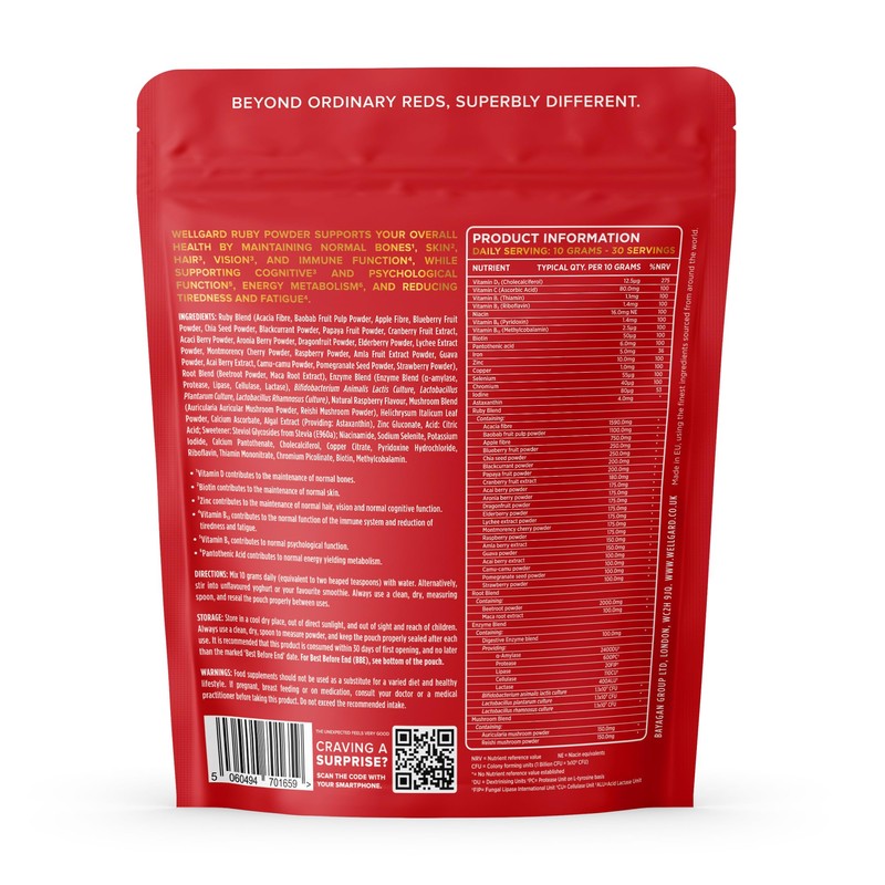 Wellgard Super Reds Powder, Ruby Powder, Vitamins, Minerals, Fruits, Botanicals,