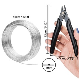 Belle Vous 100m / 328 feet Aluminum Craft Wire with Cutter - Bendable 18 Gauge Sculpting Wire - Silver - 1mm Crafting Wire for Beading, Jewellery Making, Wire Weaving, DIY and Embellishments