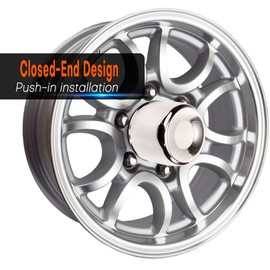 GTownWorks Stainless Steel Center Caps 4.25 inch Push Through for 4.25" Center Bore Truck Trailer Wheels Rims Center Caps, 3.66in Tall, 4 Pack