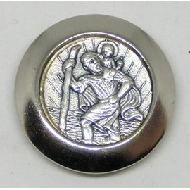 GTBITALY 90.272.10 177 Magnet Round San Christopher Protector Travellers Silver Galvanised Silver-Plated Diameter 3 cm