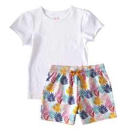 little label Kurze Sommer Schlafanzug Mädchen Bio-Baumwolle Palm-Shorts 98-104