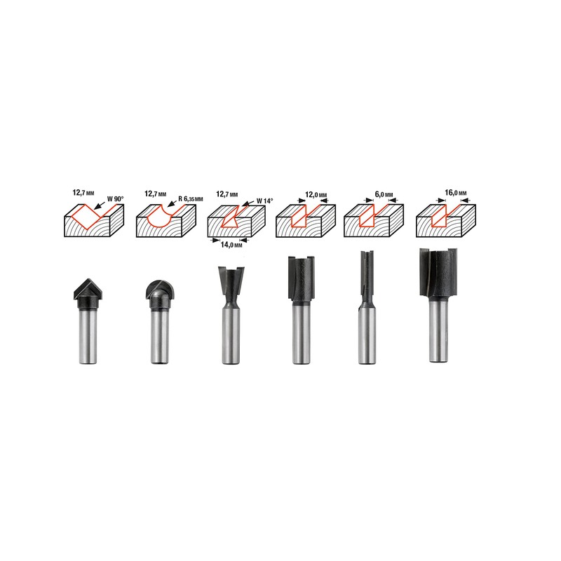 kwb 757290 Router Set, 12 Pieces, (V-Groove Cutter, Groove Cutter
