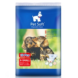 Pet Soft Disposable Dog Nappies for Female Dogs, Pack of 36, Highly Absorbent Cats Dog Nappies for Female Dogs, Incontinence, Heat, Urinary Tract (XS, 36)