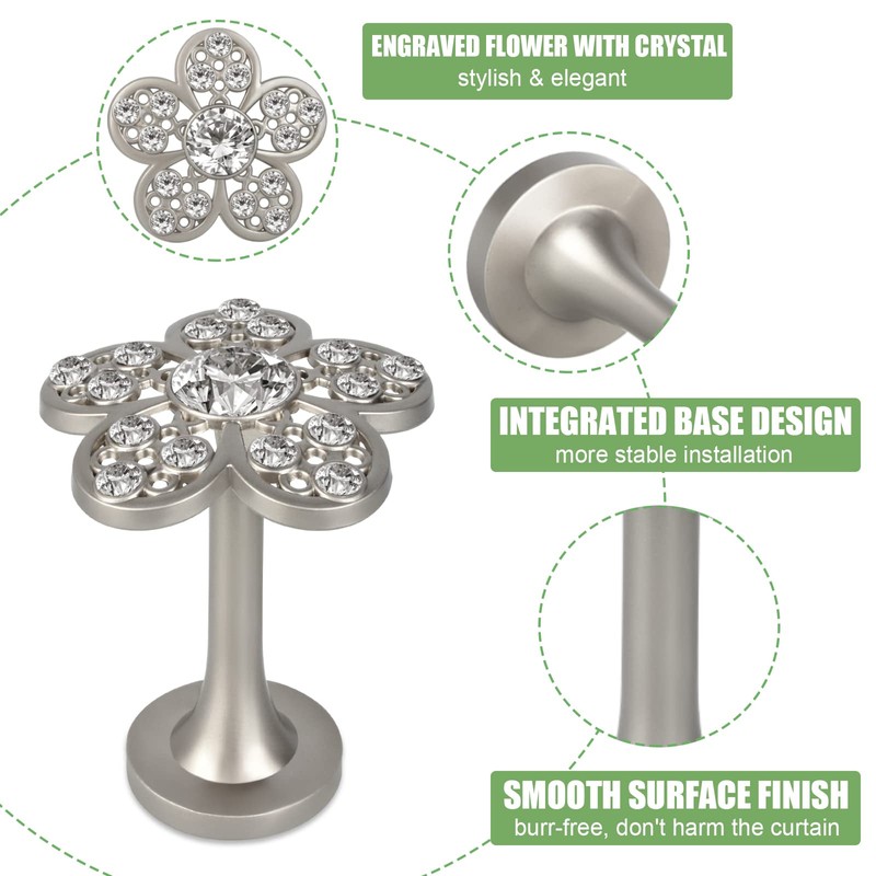 Curtain Holdbacks, Curtain Tiebacks Hooks Crystal Flower Decorative Modern Drapery