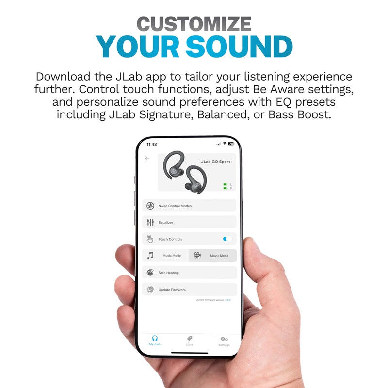 JLab Go Air Sport+ Wireless Workout Earbuds Featuring C3 Clear