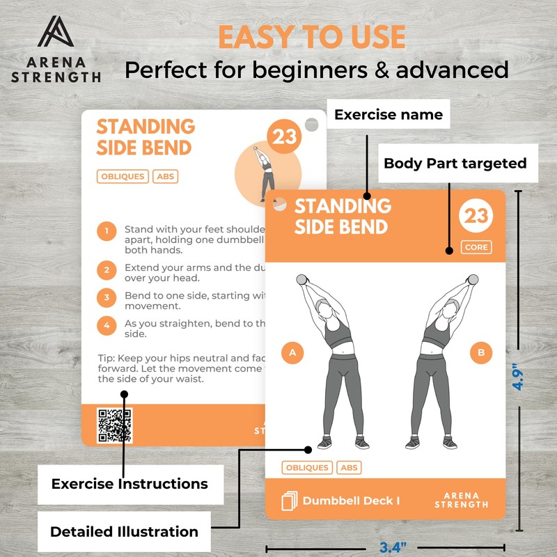 Arena Strength Dumbbell Fitness Workout Cards- Instructional Deck for Dumbbell