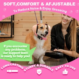 PROHEAR Dog Ear Muffs Hearing Protection for Dogs, NRR 28dB Noise Cancelling Headphones, Easy to Adjust Dog Hearing Protection Earmuffs for Thunder, Hunting, Tourism, Cars, Racing, Medium, Pink