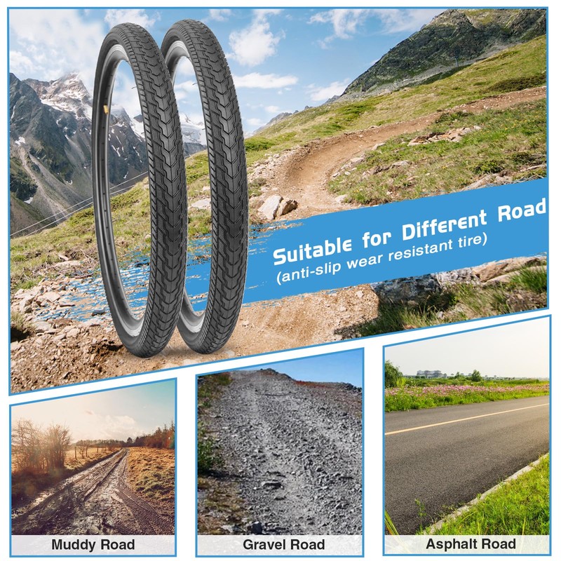 26X1.75 Bicycle Tire Replacement Kits 1 Pack, 26 Inch Bike