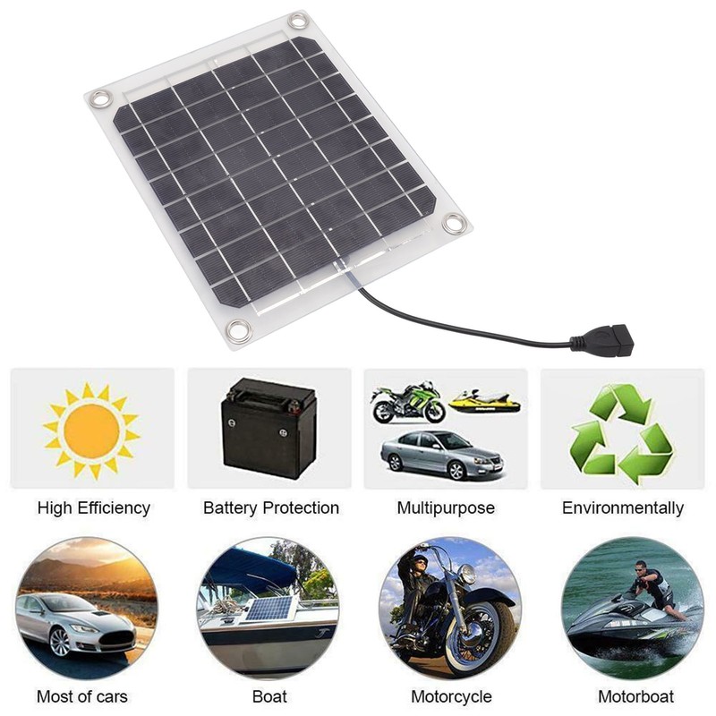 Solar Panel 10W USB Output Transparent Design Double Sided Power