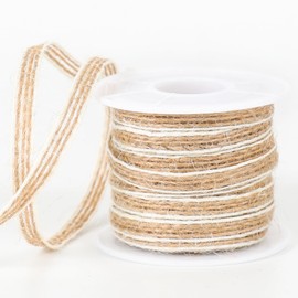 Sentoyou Burlap Ribbon for Gift Wrapping - 1/4 inch 10Yard Natural Burlap Fabric Ribbon for Christmas Tree Flower Bouquet Wreaths Wedding Event Party Decoration Bow Maker Linen Woven Rustic Ribbons