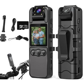128G Body Cameras with Audio and Video Recording,One Touch Recording and Photo Taking 1080P Small Mini Body Cam with 180° Rotating Lens Video Recorder，for Personal Civilians, Police Law Enforcement