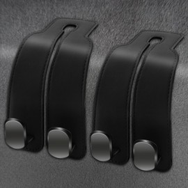 Amelity Car Seat Back Storage Hook, Car Hooks for Headrest, Car Headrest Hooks for Purses and Bags, Purse Hanger for Car (2 Pack, Black)