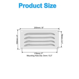 PATIKIL 8 x 4 Inch Stainless Steel Vent Cover, Screen Air Grille Ventilation Cover HVAC Louvered Grill for Home Kitchen Fireplace Bathroom Wall Ceiling, Silver Tone