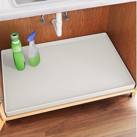 FLATO Waterproof Under Sink Mat 34" x 19" Shelf Liner for Kitchen and Bathroom, Cabinet Protector, Organizers and Storage, Flexible Silicone Drip Tray