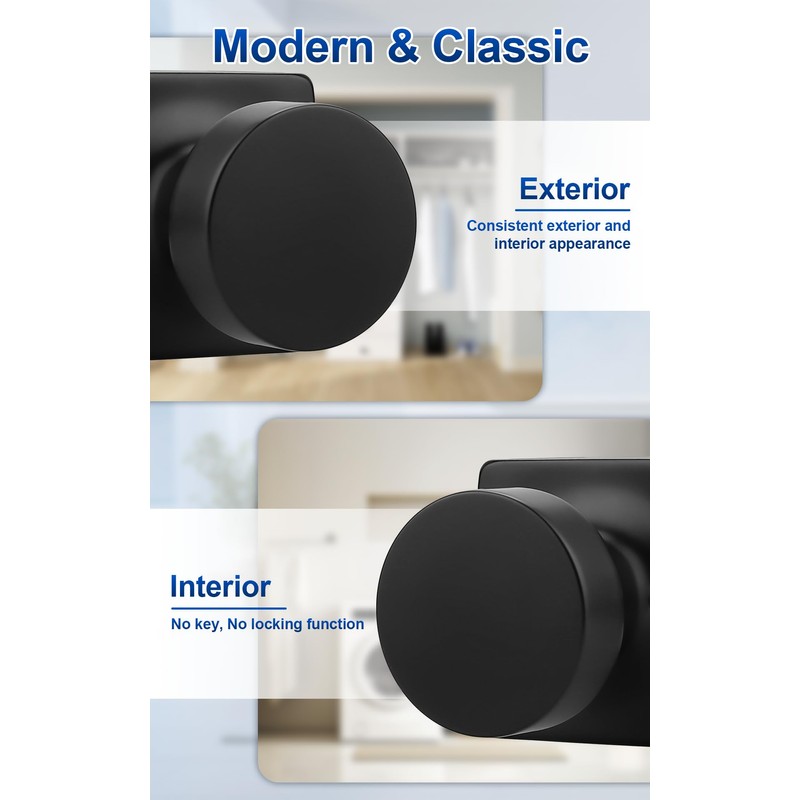 Probrico Bulk Passage Door Knobs Interior 10 Pack, Matte Black
