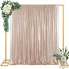 ShinyBeauty 4ft x 7ft Sequin Background Curtain 125 x 215 cm Champagne Wedding Background Glitter Background for Photography, Birthday, Wedding, Party Decoration