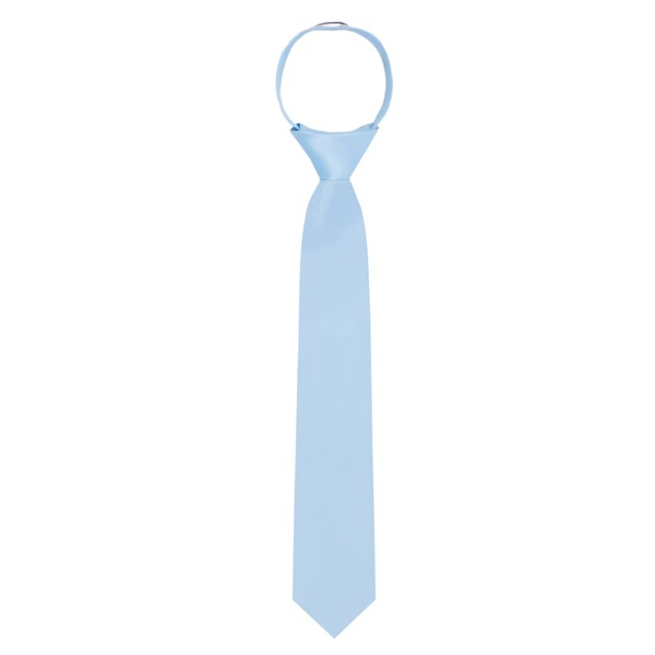 Jacob Alexander Boy's 14" Pretied Solid Color Zipper Tie -