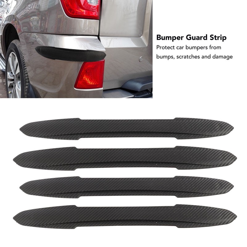 4PCS Bumper Guard Strip Carbon Fiber Pattern Textured 43cm Length