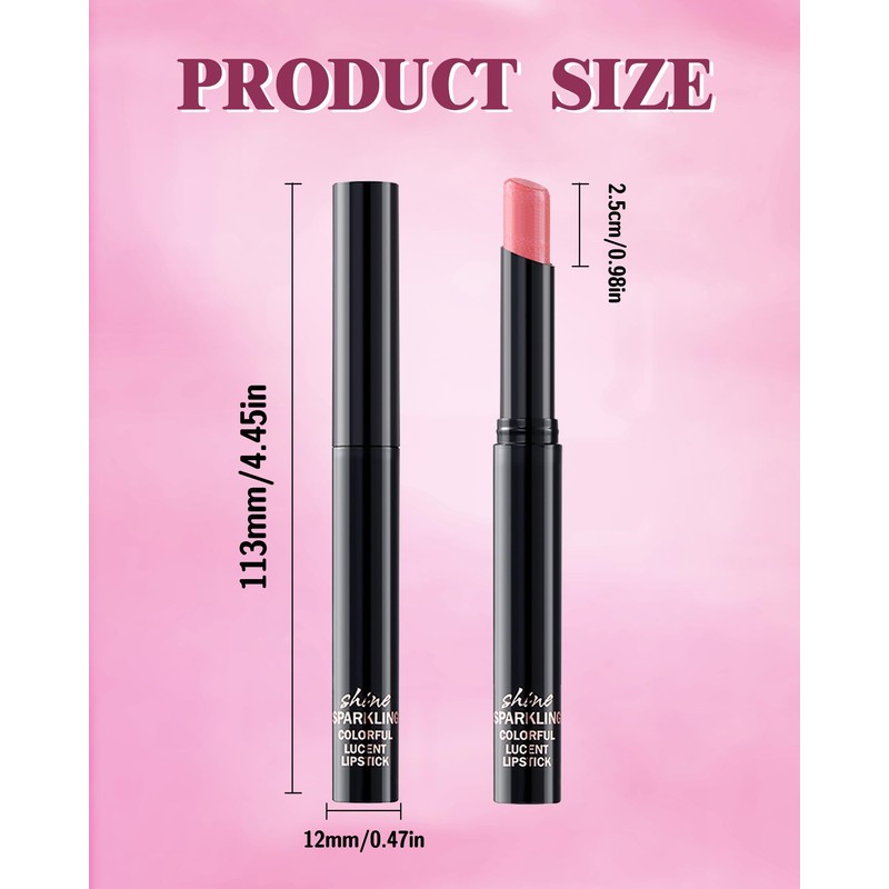 Orange Lipstick for Women, Metallic Shimmer Lip Gloss Makeup Long