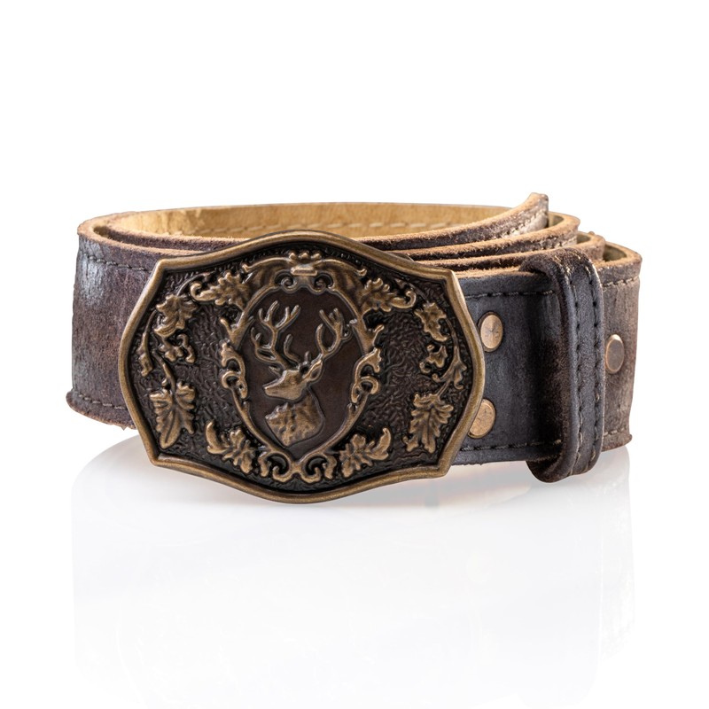 Schöneberger Trachten Couture Loris Men's Traditional Leather Belt with Deer