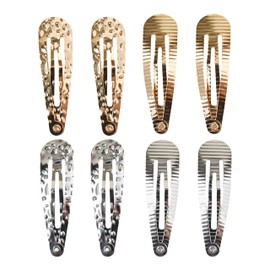 8Pcs Water Drop Metal Snap Hair Clips Textured Non Slip Barrettes