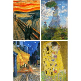 MISITU Jigsaw Puzzle Micropiece 150 Piece Puzzle Postcard Landscape Painting Present Birthday Christmas Stylish Interior Screaming Walk Parasol Woman Night Cafe Patio Kiss (15 x 10 cm)