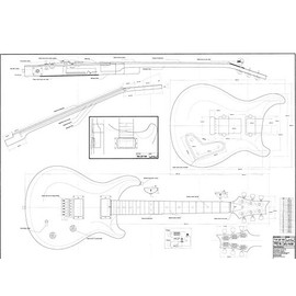 PRS electric guitar plans - full size - actual size